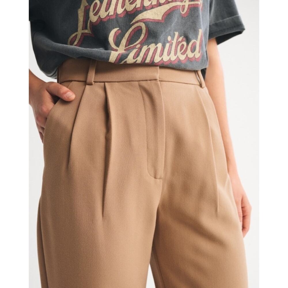 NWT A&F Abercrombie & Fitch Sloane Tailored Wide Leg Pant Size 22S Tan Trouser - Picture 8 of 13